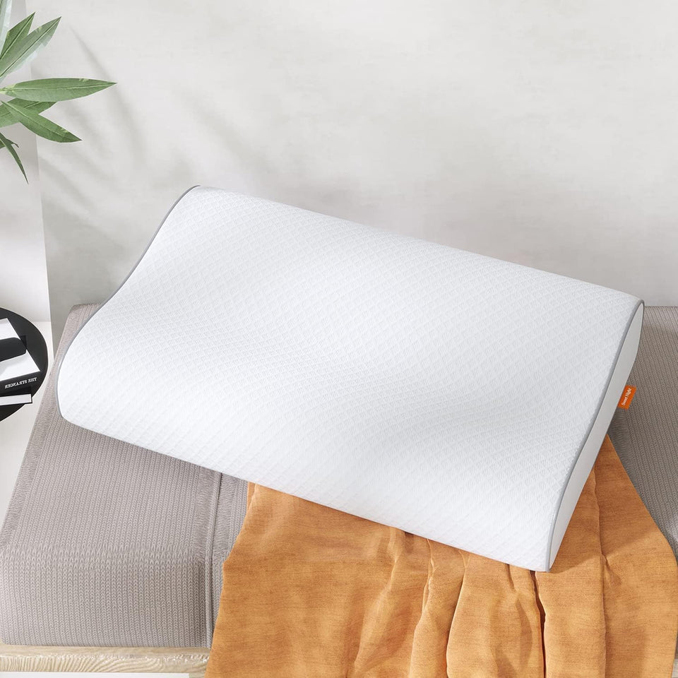 Sweetnight Pillows Memory Foam Pillow - Anti Snore Contour Cervical Cooling Bed Pillows for Night Sweats with Washable Pillow case 60 X 40cm, White