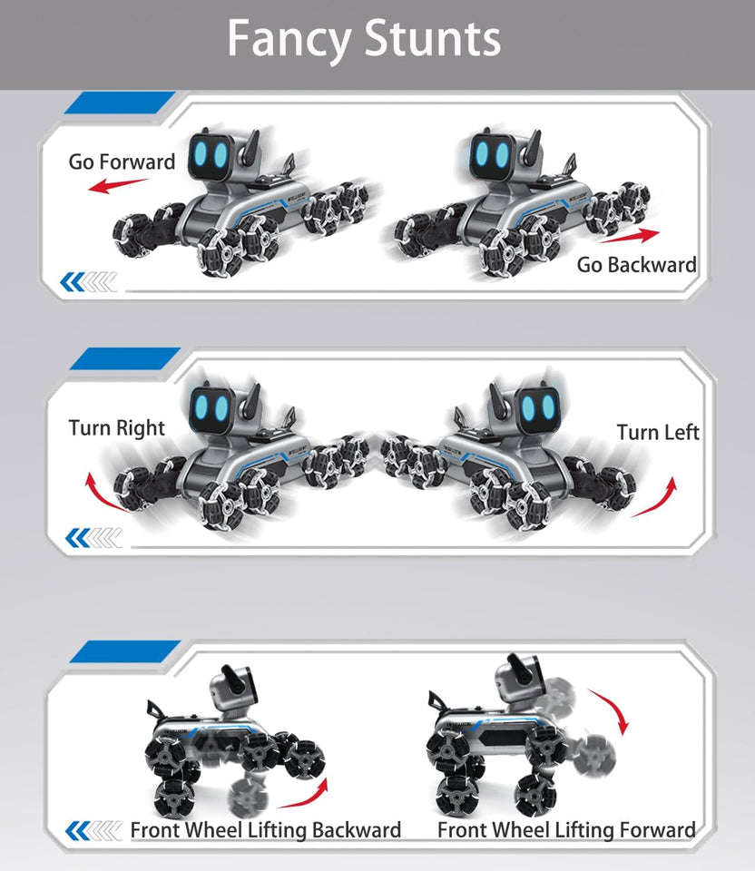 Robot Dog Toy Remote Control Car for Kids 8 Wheels Hand Controlled RC Stunt Car Toys for Boys Age 6 7 8 9 10 11 12 13 Year