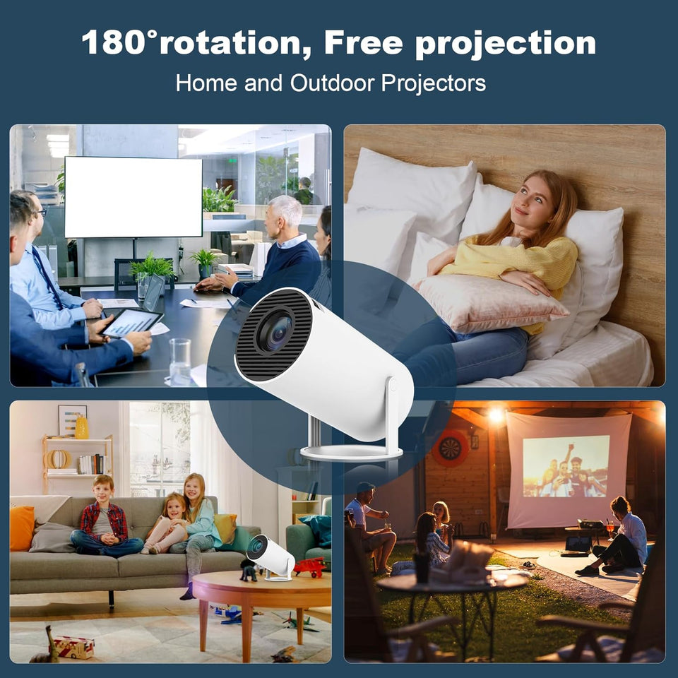 ear&ear Mini Projector, HY300 PRO Portable Projector, Support 4K 1080P Dual Band WIFI6 5G Wireless 5.0 Bluetooth Android 11, 180° Rotation, Auto Keystone Correction, Projector