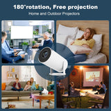 ear&ear Mini Projector, HY300 PRO Portable Projector, Support 4K 1080P Dual Band WIFI6 5G Wireless 5.0 Bluetooth Android 11, 180° Rotation, Auto Keystone Correction, Projector