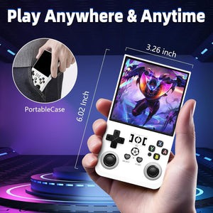 R36MAX Retro Handheld Game Console, 4.0 Inch IPS Screen, 64GB Memory, Portable Arcade Video Gaming Console Gift for Adults, Light White