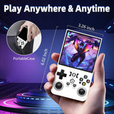 R36MAX Retro Handheld Game Console, 4.0 Inch IPS Screen, 64GB Memory, Portable Arcade Video Gaming Console Gift for Adults, Light White