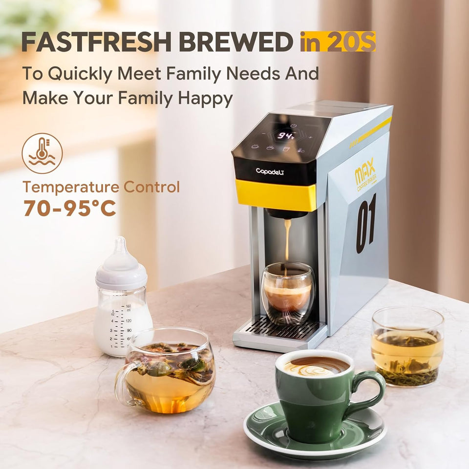 HAILASRE Multifunctional 4 in 1 Espresso Coffee Machine, 19 Bar, for NES-presso Original/lor/Dolce Gusto/Ground Coffee Capsules Small Automatic Capsule Coffee Machine(Gray)