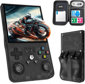 R36MAX Upgraded Retro Gaming Console,4.0 inch IPS Screen,Linux System with Professional RK3326 Gaming Chip, Retro Handheld Game Console Built-in 18000+ Games,4000mAh Large Battery (Elegant black)