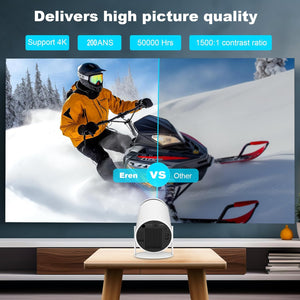 ear&ear Mini Projector, HY300 PRO Portable Projector, Support 4K 1080P Dual Band WIFI6 5G Wireless 5.0 Bluetooth Android 11, 180° Rotation, Auto Keystone Correction, Projector