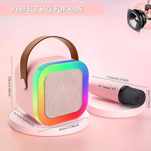 VARNI Fashion Nail Drill Kids Adults with Wireless Mics Portable Karaoke Bluetooth Speaker & Dynamic Lights Birthday Gift for Girls, Boys & Toddlers Ages 4,5,6,7,8,9,10,12+ Year Old (Multi)
