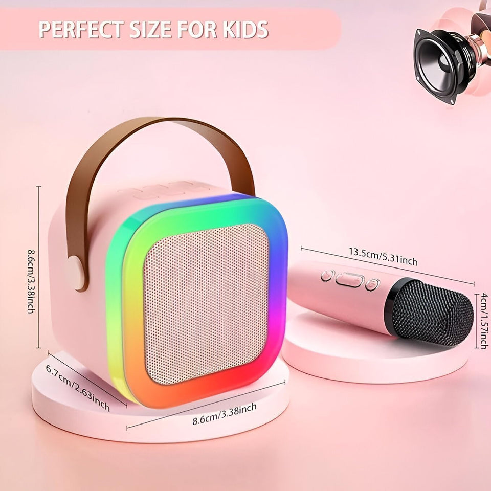VARNI Fashion Nail Drill Kids Adults with Wireless Mics Portable Karaoke Bluetooth Speaker & Dynamic Lights Birthday Gift for Girls, Boys & Toddlers Ages 4,5,6,7,8,9,10,12+ Year Old (Multi)