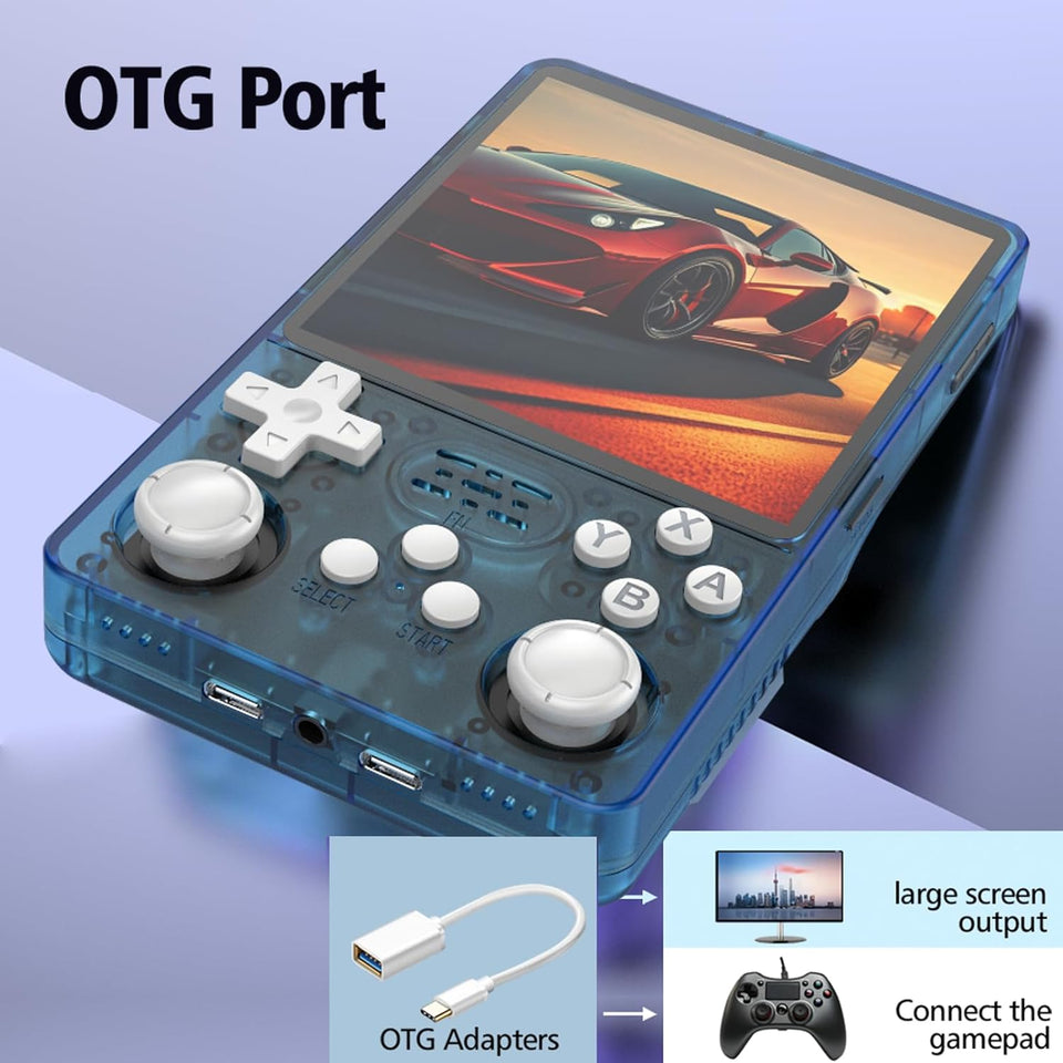 R36plus Retro Handheld Game Console 4.0 inch IPS Screen , Portable emulators Built-in 64G Card 26+ emulators ，preinstalled 15000+ Game（Transparent Black）