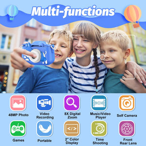 Mgaolo Kids Camera Toys for 3-12 Years Old Boys Girls Children,Portable Child Digital Video Camera with Silicone Cover, Christmas Birthday Gifts for Toddler Age 3 4 5 6 7 8 9 (Blue)