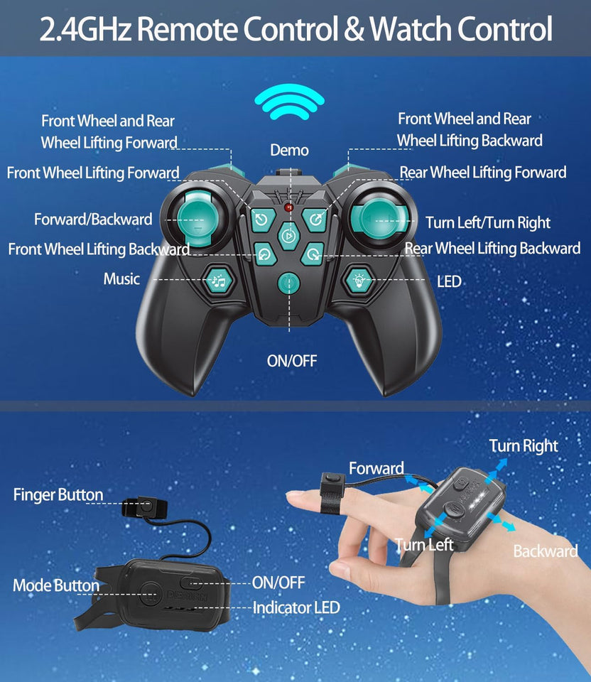 Robot Dog Toy Remote Control Car for Kids 8 Wheels Hand Controlled RC Stunt Car Toys for Boys Age 6 7 8 9 10 11 12 13 Year