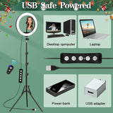AWH Ring Light with Tripod Stand & Phone Holder - 10 inch Selfie LED Ringlight Dimmable Desktop Lamp 40 Colors RGB Tall Circle Light for Camera Makeup Video YouTube TikTok Live Streaming Zoom Meeting