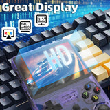 EWDGOES R36S Handheld Game Console 3.5 inch Preinstalled Emulator System Transparent Purple 32GB+64GB
