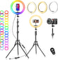AWH Ring Light with Tripod Stand & Phone Holder - 10 inch Selfie LED Ringlight Dimmable Desktop Lamp 40 Colors RGB Tall Circle Light for Camera Makeup Video YouTube TikTok Live Streaming Zoom Meeting