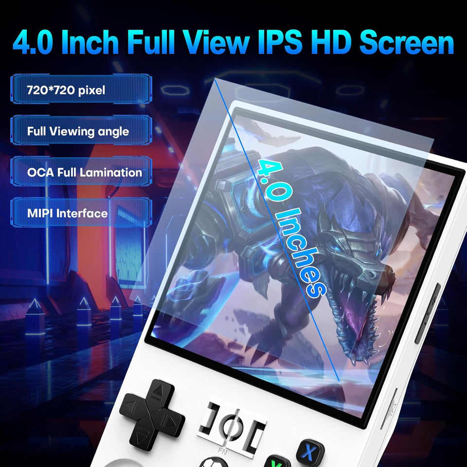 xiskt Portable Handheld Video Games with 64 GB Internal Memory and 18,000+ Classic Games, Portable Video Game Console with Linux System, 4.0 Inch IPS Screen, 4000 mAh Battery