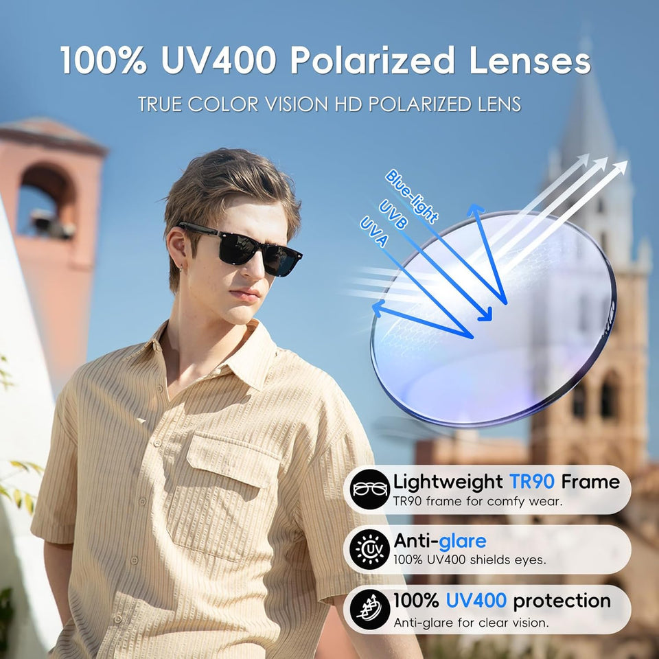 GetD AI Glasses, AI Assistant Powered by ChatGPT, Smart Glasses, Polarised Sunglasses, Bluetooth Smart Sunglasses for Men and Women, 2-in-1 Headphones and Glasses