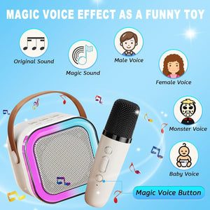 VARNI Fashion Nail Drill Kids Adults with Wireless Mics Portable Karaoke Bluetooth Speaker & Dynamic Lights Birthday Gift for Girls, Boys & Toddlers Ages 4,5,6,7,8,9,10,12+ Year Old (Multi)