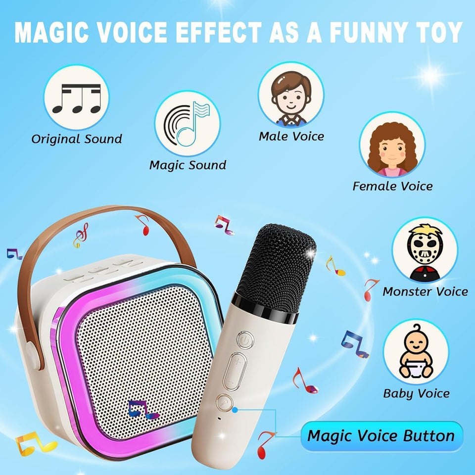 VARNI Fashion Nail Drill Kids Adults with Wireless Mics Portable Karaoke Bluetooth Speaker & Dynamic Lights Birthday Gift for Girls, Boys & Toddlers Ages 4,5,6,7,8,9,10,12+ Year Old (Multi)