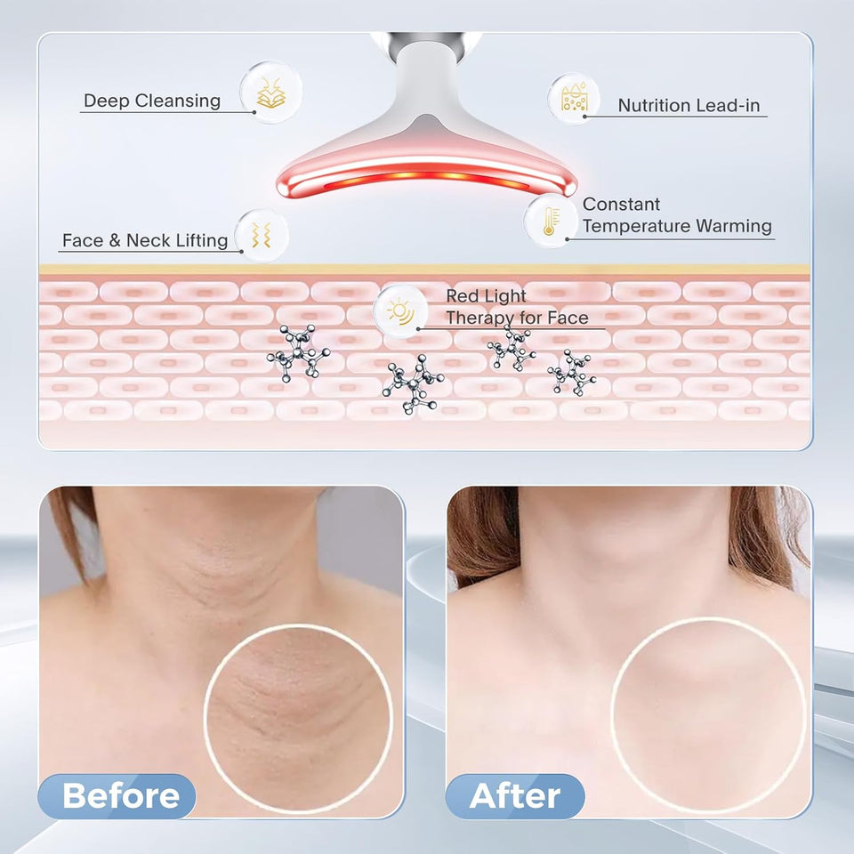 MCSYPOAL 7-in-1 Deplux Face Neck Massager for Skin Tightening, Wrinkle Removal, Anti Aging, Glossy Black