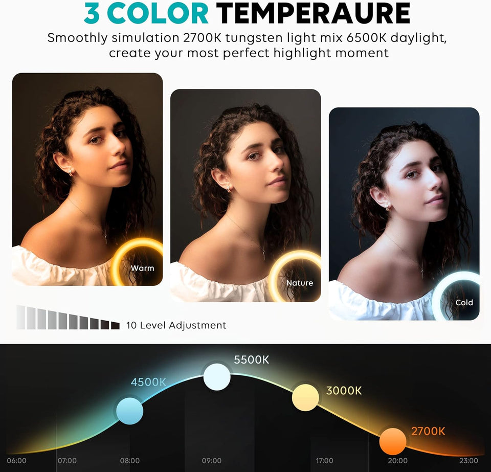 Weilisi 10" Selfie Ring Light with Tripod Stand, 72'' Tall & Phone Holder, 38 Color Modes, Stepless Dimmable/Speed LED Ring Light for iPhone & Android,YouTube, Makeup,TIK Tok