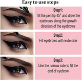 Eyebrow Pen Dark Brown，3 Pcs Waterproof 4 Point Eyebrow Pencil, with a Micro-Fork Tip Applicator Creates Natural Looking Brows Effortlessly, Stays on 24H (Dark Brown)