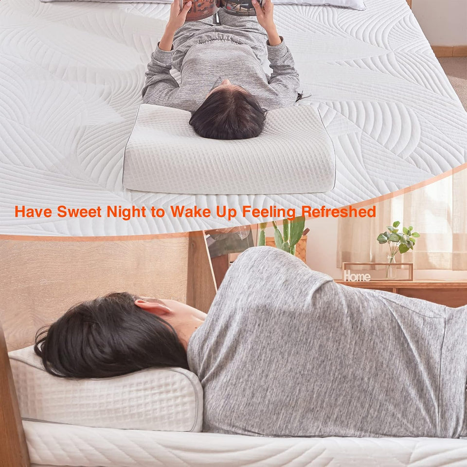 Sweetnight Pillows Memory Foam Pillow - Anti Snore Contour Cervical Cooling Bed Pillows for Night Sweats with Washable Pillow case 60 X 40cm, White
