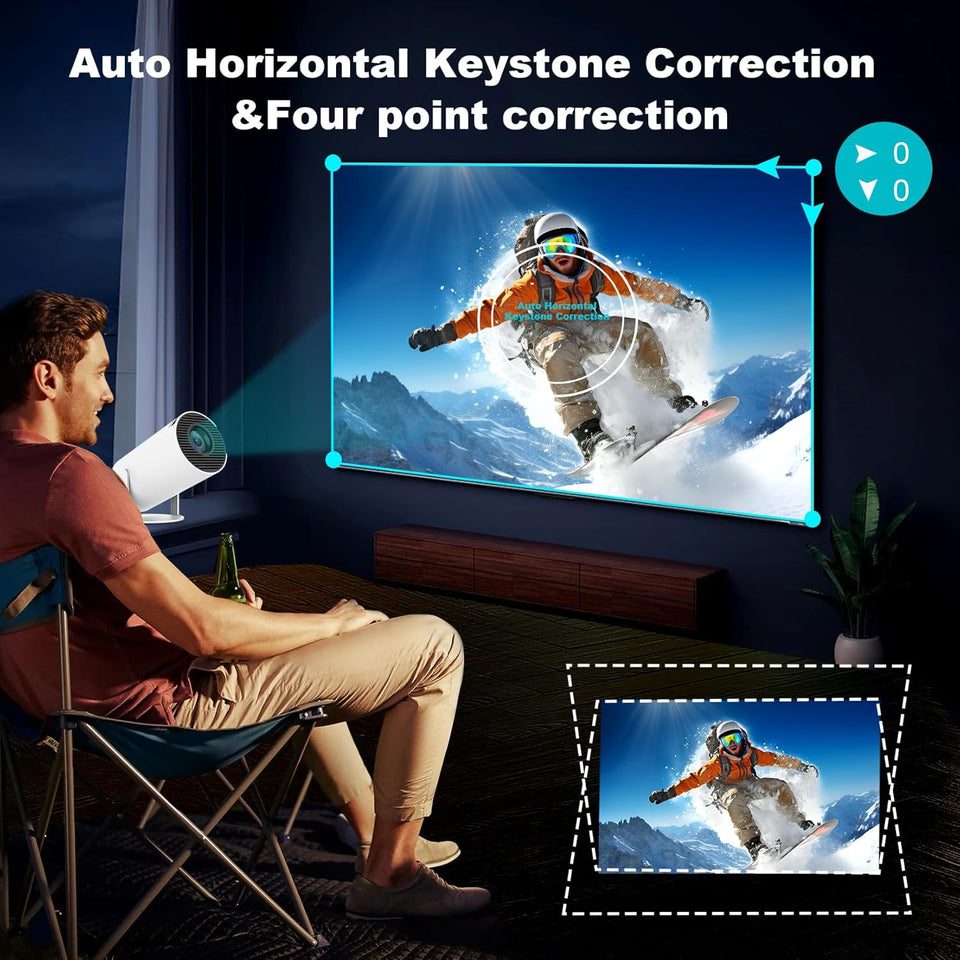 ear&ear Mini Projector, HY300 PRO Portable Projector, Support 4K 1080P Dual Band WIFI6 5G Wireless 5.0 Bluetooth Android 11, 180° Rotation, Auto Keystone Correction, Projector
