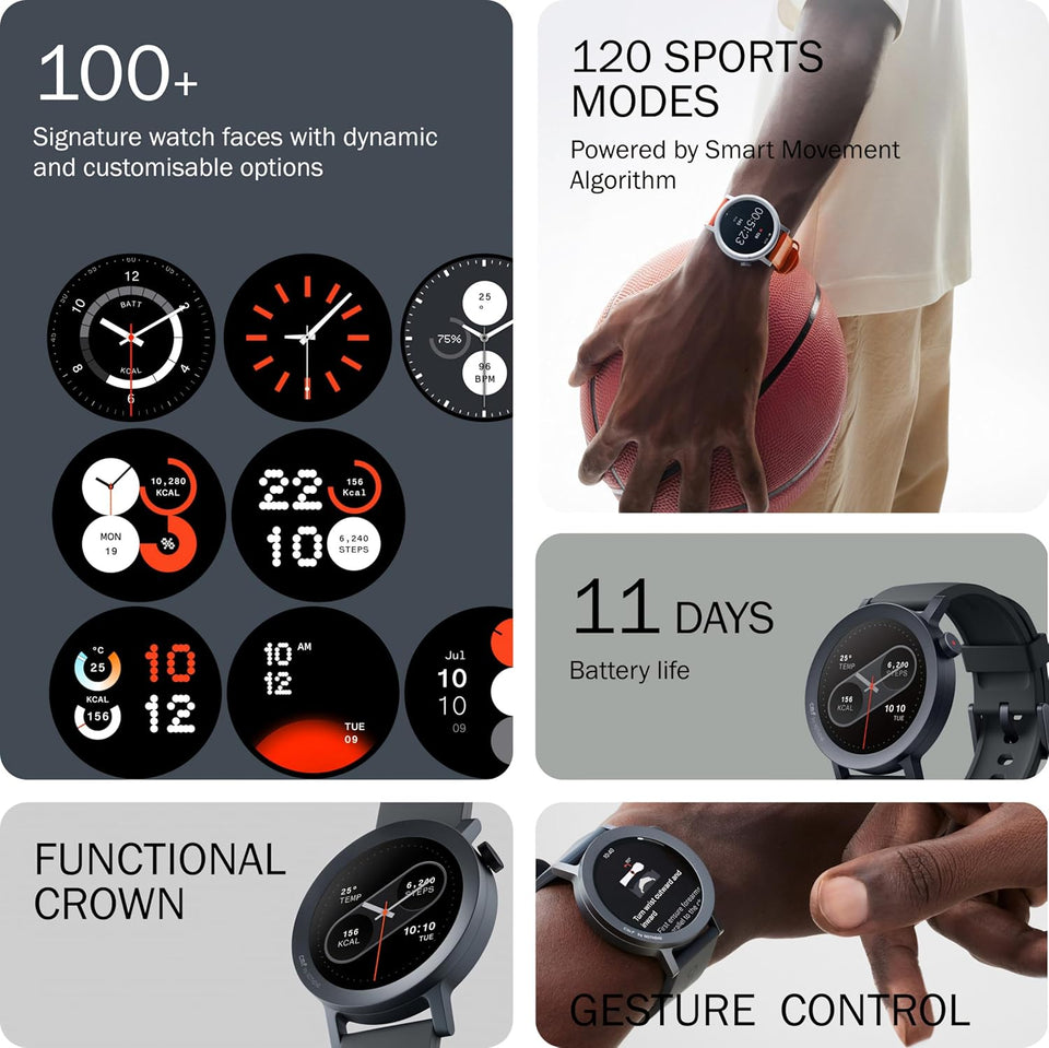 CMF BY NOTHING Watch Pro 2, 1.32" AMOLED, Auto-Brightness,Gesture Control, 3D Warmup Wuide, GPS Smartwatch (Dark Grey)