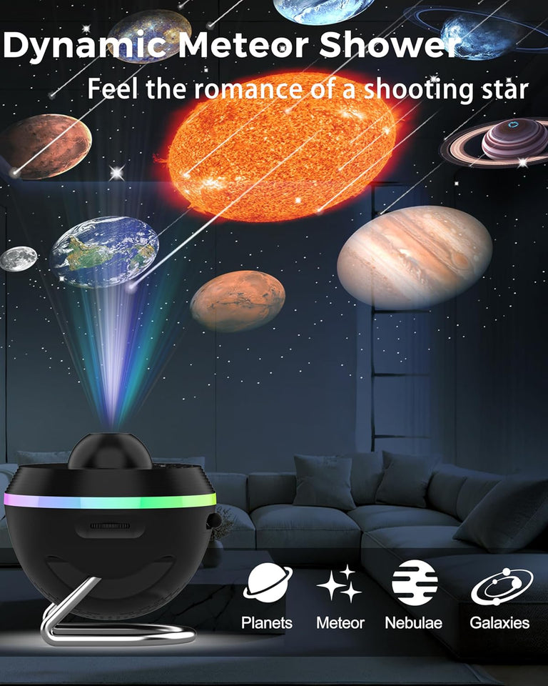Galaxy 13 in 1 Planetarium Star Projector - Solar System for Kids Bedroom Ceiling Decor - Realistic Starry Sky Night Light With Timer, Dynamic Meteor, RGB Lighting Effects