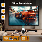 ear&ear Mini Projector, HY300 PRO Portable Projector, Support 4K 1080P Dual Band WIFI6 5G Wireless 5.0 Bluetooth Android 11, 180° Rotation, Auto Keystone Correction, Projector