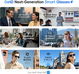 GetD AI Glasses, AI Assistant Powered by ChatGPT, Smart Glasses, Polarised Sunglasses, Bluetooth Smart Sunglasses for Men and Women, 2-in-1 Headphones and Glasses