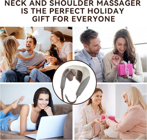 SORELAX Mini Shiatsu Neck Massager, Shoulder Neck Massager with Heat for Pain Relief Deep Tissue, Neck, Back, Shoulder, Leg Electric Kneading Massager, Perfect Gifts for Men Women Dad Mom (Grey)